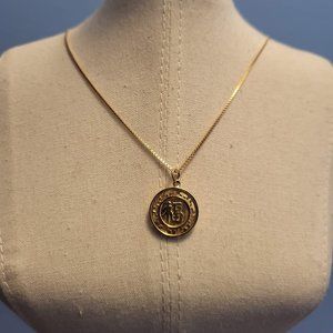 16" 14K Gold Box Chain Necklace with 14K Gold "Blessing" Character Pendant